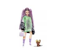 Barbie Extra Fashion Doll with Crimped Lavender Hair and Jacket and Pet Puppy