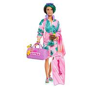 Barbie Extra Fly Ken Doll with Beach-Themed Travel Clothes & Accessories, Tropical Outfit with Boogie Board & Duffel Bag