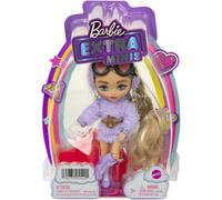 Barbie Extra Minis Doll 5.5in Wearing Fluffy Purple Fashion with Doll Stand