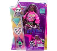 Barbie Extra Series #19 Doll Pink Streaked Hair Plaid Skirt & Pet Panda HKP93