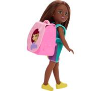 BARBIE Family & Friends Playtime Kitty Backpack Brunette Chelsea Doll and Accessories, Including Backpack with Kitten, Bottle, and Yarn, JBF45