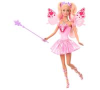 Mattel Barbie Fairy Doll with Toy Wand & Fashion Accessories, Fantasy Theme with Color-Change Fun on Wings & Outfit, JCP76