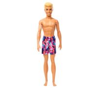 Barbie Fashion & Beauty, Ken Beach Action Figure with Pink and Blue Shorts for Kids Ages 3 and up