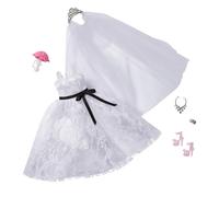 Barbie Fashion Pack: Bridal Outfit Doll with Wedding Dress Veil Shoes Necklace Bracelet & Bouquet Gift for Kids 3 to 8 Years Old