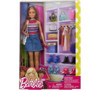 Barbie Fashionista Fashion Doll Jeans Skirt Blonde Many Shoes FVJ42 Mattel