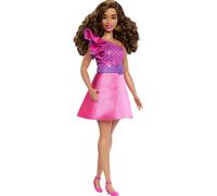 Barbie Fashionistas Doll #225, Curvy Body Type with Brown Hair, Pink Sparkly Dre