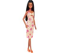 Barbie Fashionistas Doll #233 with Black Hair Wearing Checkered Orange and Pi...