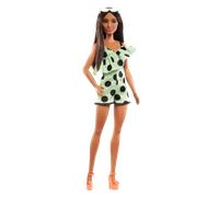 Barbie Doll, Kids Toys and Gifts, Brunette with Polka Dot Romper, Fashionistas, Clothes and Accessories, HJR99