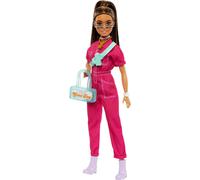 Barbie Fashionistas Doll with Pink Jumpsuit Brown Hair and High Pony Tail