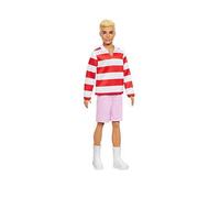 Barbie Fashionistas Ken Doll #241 with Blonde Hair Wearing Red and White Striped Polo Shirt with Pink Shorts, White Crew Socks and Sneakers, HYV01