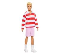 Barbie Fashionistas Ken Doll #241 with Blonde Hair Wearing Red and White Striped Polo Shirt with Pink Shorts, White Crew Socks and Sneakers, HYV01