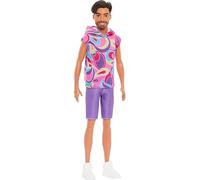 Barbie Fashionistas Ken Doll Age 3+ #227 with Outfit Inspired by the Totally Hair Look, Brunette with Short Beard & Slender Body Type, 65th Anniversary Collectible, HRH26