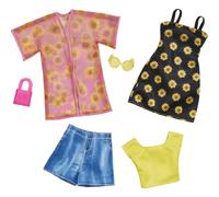 Barbie Fashions 2-Pack Clothing Set 2 Outfits Doll Include Shirt Shorts & Kimono Sleeveless Sunflower Dress & 2 Accessories