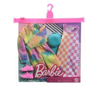 Barbie Fashions 2-Pack Clothing Set, 2 Outfits Doll Include Tie-Dye Joggers & Sweatshirt, Checked Dress, Blue Cap & Pink Sneakers, Gift for Kids 3 to