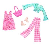 Barbie Fashions 2-Pack Clothing Set 2 Outfits for Fashion Doll Include Cottage Core-Themed Dress Top Gingham Pants & 2 Accessories