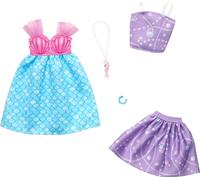 Barbie Fashions Clothing Set, 2 Outfits for Fashion Doll Include Mermaid-Themed Dress, Top & Skirt & 2 Accessories
