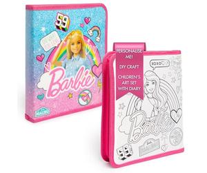 Barbie Filled Pencil Case - School Supplies Stationery Set With Colour Your Own Diary Accessories - Gifts For Kids