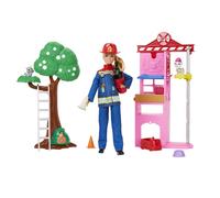 Barbie Careers Firefighter Doll Playset with Fire Station & Tree Pets