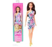 Barbie Doll Flower Dresses - Brunette Hair in Tropical Flower Dress