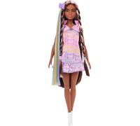 Barbie Fun & Fancy Doll & Accessories, Brunette Fashion Doll with Extra-Long Hair & 2 Looks, Including Silver Metallic Dress & Hair Extension