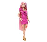 Barbie Doll, Fun & Fancy Hair with Extra-Long Colorful Blonde Hair and Glossy Pi