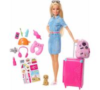 Barbie FWV25 Doll and Travel Set with Puppy