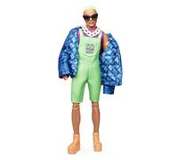 Barbie GHT96 BMR1959 Ken Fully Poseable Fashion Doll with Neon Hair, in Neon Overalls and Puffer Jacket with Accessories and Doll Stand