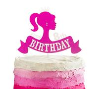 Barbie Girl Cake Topper - Kids Birthday Cake Decorations, Cartoon Theme Cake Cupcake Topper, Happy 8th Birthday Cake Toppers