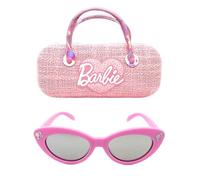 Barbie Girl's Cat Eye Sunglasses and Handled Hard Case Set, Pink Heart, 55 mm