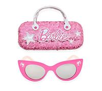 Barbie Girl's Cat Eye Sunglasses and Handled Hard Case Set, Pink Sparkle