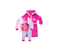 Barbie Girl's Dressing Gown & Pyjamas Set in Pink | Size: 5-6 Years Barbie Pink 5-6 Years