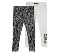 Barbie Leggings 2 Pack Girls | Kids Zebra Animal Print Black Grey Trousers with Elasticated Waist | Presents for Her 5-6 Years