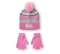 Barbie Girl's Kids Beanie & Gloves Set (Girls Pink) in Pink Barbie Pink One Size