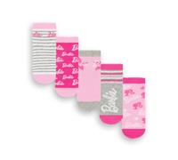 (12.5-3.5 UK Child) Barbie Calf Socks Set of 5 (Girls Multicoloured)