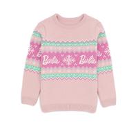 Barbie Girl's Logo Kids Pink Christmas Jumper | Size: 3-4 Years Barbie Pink 3-4 Years
