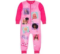 Barbie Girls Onesie in Pink | All In One Fleece Pyjama Loungewear | Diverse Toy Doll & Logo Nightwear PJs | Kids Jumpsuit Sleepsuit | Movie Overall Romper Merchandise Gift for Her
