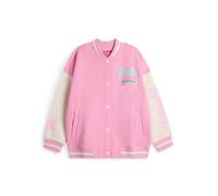 Barbie Girls Bomber Jacket | Kids Dream Team Graphic Print Varsity Jacket in Pink | Childrens Class of 1959 Zipped Baseball Jacket | Classic Fashion Doll Movie Merchandise Gift