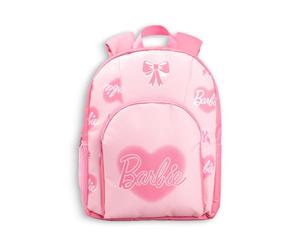 Barbie Girls Pink Heart Backpack | Zip-Up School Bag with Front Pocket & Padded Straps | Graphic Bow Rucksack for Back to School & Daily Use | Kids Character Bag Merch