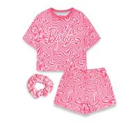 Barbie Girls Pink Pyjama Set | Kids T-Shirt and Shorts PJs with Scrunchie | Official Merchandise for Little Dreamers