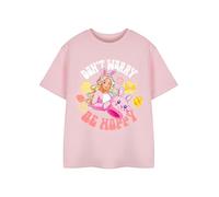 Barbie Girls Pink Short-Sleeved T-Shirt | Don't Worry Be Hoppy Graphic Tee | Casual Cartoon Top for Kids | Easter-Themed Apparel | Fun Everyday Wear - 11-12 Years