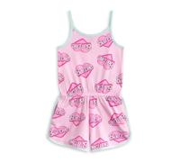 Barbie Girls Pink Sleeveless Playsuit | Summer Outfit with Heart Logo, Elastic Waist & Pockets | Lightweight Kids Casual Wear | Cute Cartoon Romper | Official Clothing - 11-12 Years