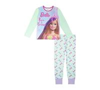 Barbie Girls Pyjamas PJ Set, Doll PJs For Girls, Ages 3 to 10 Years, Official Mattel Merchandise (as8, age, 3_years, 4_years, 3-4 Years) Green