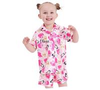 Barbie Girls Short Pyjamas Personalised Name Satin Button Pyjamas (Personalised - Barbie Satin, 5-6 Years)