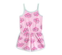 Barbie Girls Pink Sleeveless Playsuit | Summer Outfit with Heart Logo, Elastic Waist & Pockets | Lightweight Kids Casual Wear | Cute Cartoon Romper | Official Clothing - 5-6 Years