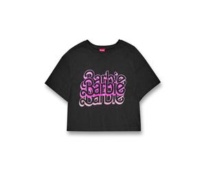 Barbie Grey Triple Logo Cropped Short Sleeved T-Shirt Womens