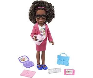 Barbie GTN93 Chelsea Can Be Playset with Brunette Chelsea Boss Doll (6-Inch/15.24-cm), Briefcase, Computer, Cell Phone, Planner, Mug, Desk Plate, Great Gift for Ages 3 Years Old & Up , Multicolor