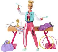 Barbie Gymnastics Playset: Barbie Doll with Twirling Feature, Balance Beam, 15+ Accessories for Ages 3 and Up, GJM72