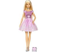 Barbie Happy Birthday Doll, Blonde, Wearing Sparkling Pink Party Dress with Present, Gift for 3 to 7 Year Olds, GDJ36