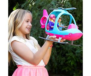 Barbie Helicopter Dreamhouse Adventures, Pink and Blue with Spinning Rotor FWY29