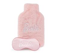 Barbie Women's Hot Water Bottle & Eye Mask Set | Ladies & Girls Furry Heat Pad and Satin Sleepwear Eye Cover in Pink | Complete Matching Nightwear Gift Bundle | Doll Movie Toy Merchandise Apparel